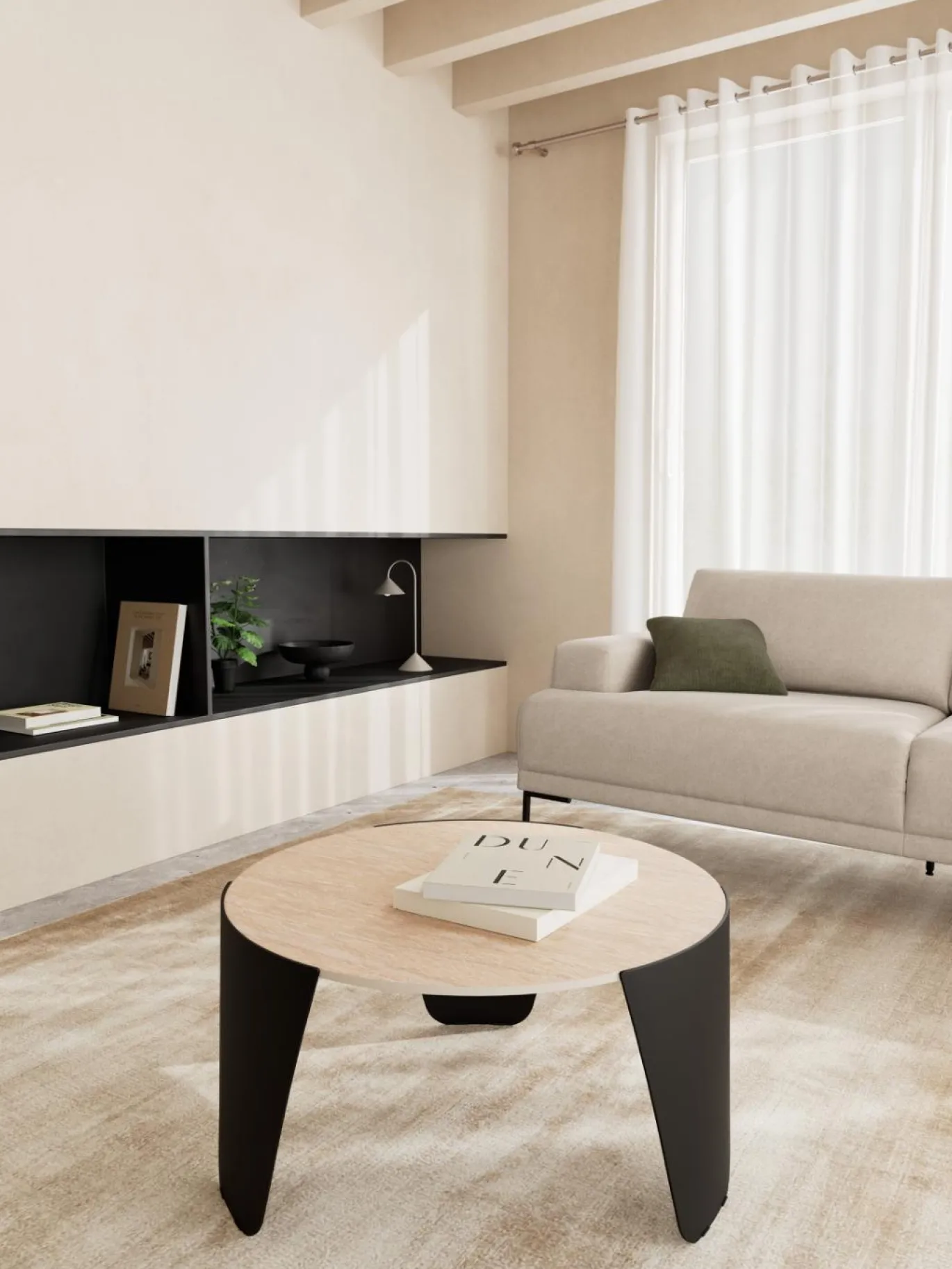 Salontafel Cora Keramiek Beige Ø80cm - Giga Living