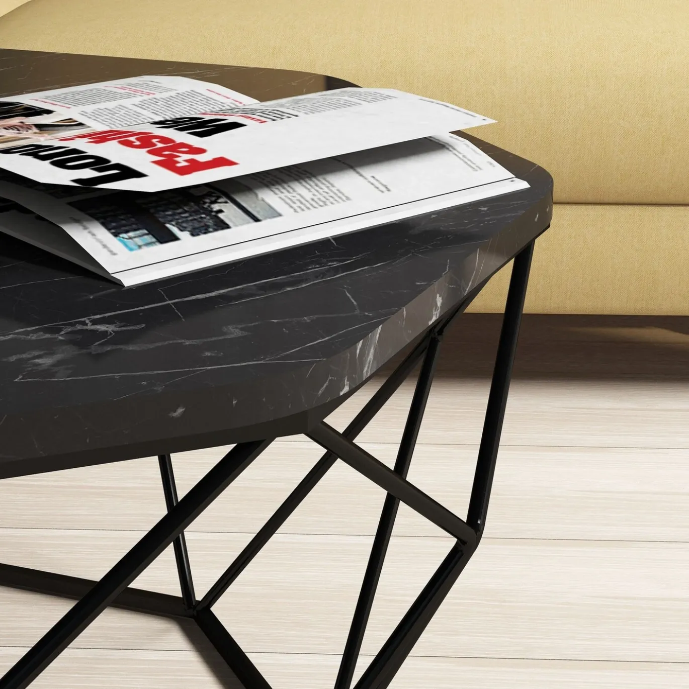 Salontafel Diamond Melamine Zwart Marmer
