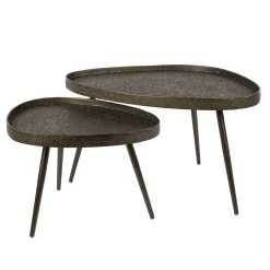 Salontafel Driehoekig Set Van 2 Brons Liquid Metal - Giga Meubel
