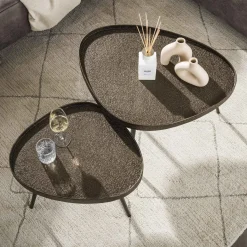 Salontafel Driehoekig Set Van 2 Brons Liquid Metal - Giga Meubel
