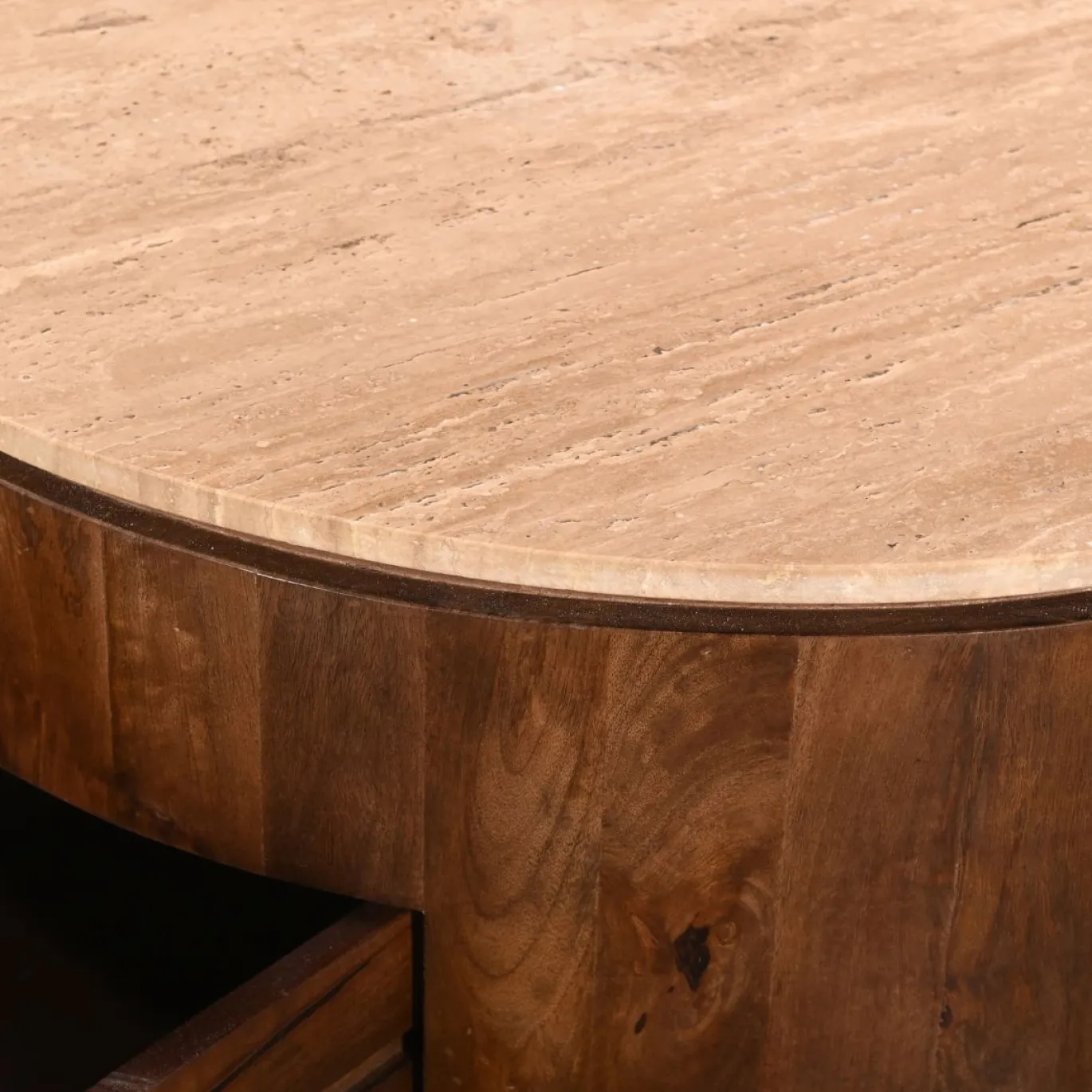 Salontafel Elan met Lades Travertin Walnoot - Giga Meubel