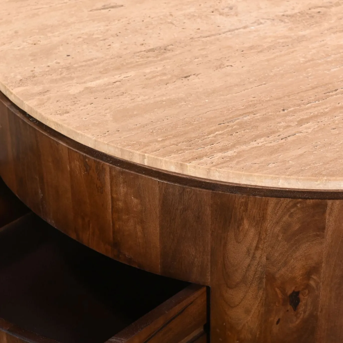 Salontafel Elan met Lades Travertin Walnoot - Giga Meubel