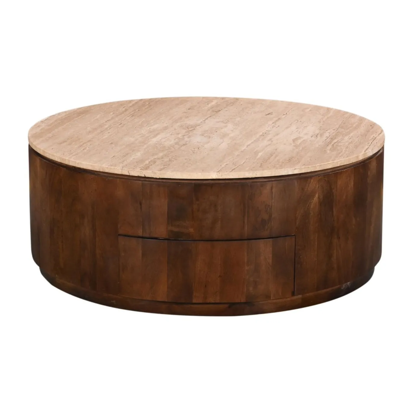 Salontafel Elan met Lades Travertin Walnoot - Giga Meubel