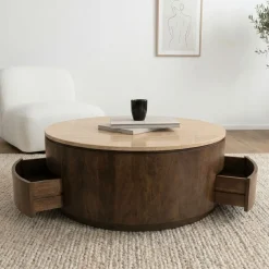 Salontafel Elan met Lades Travertin Walnoot - Giga Meubel
