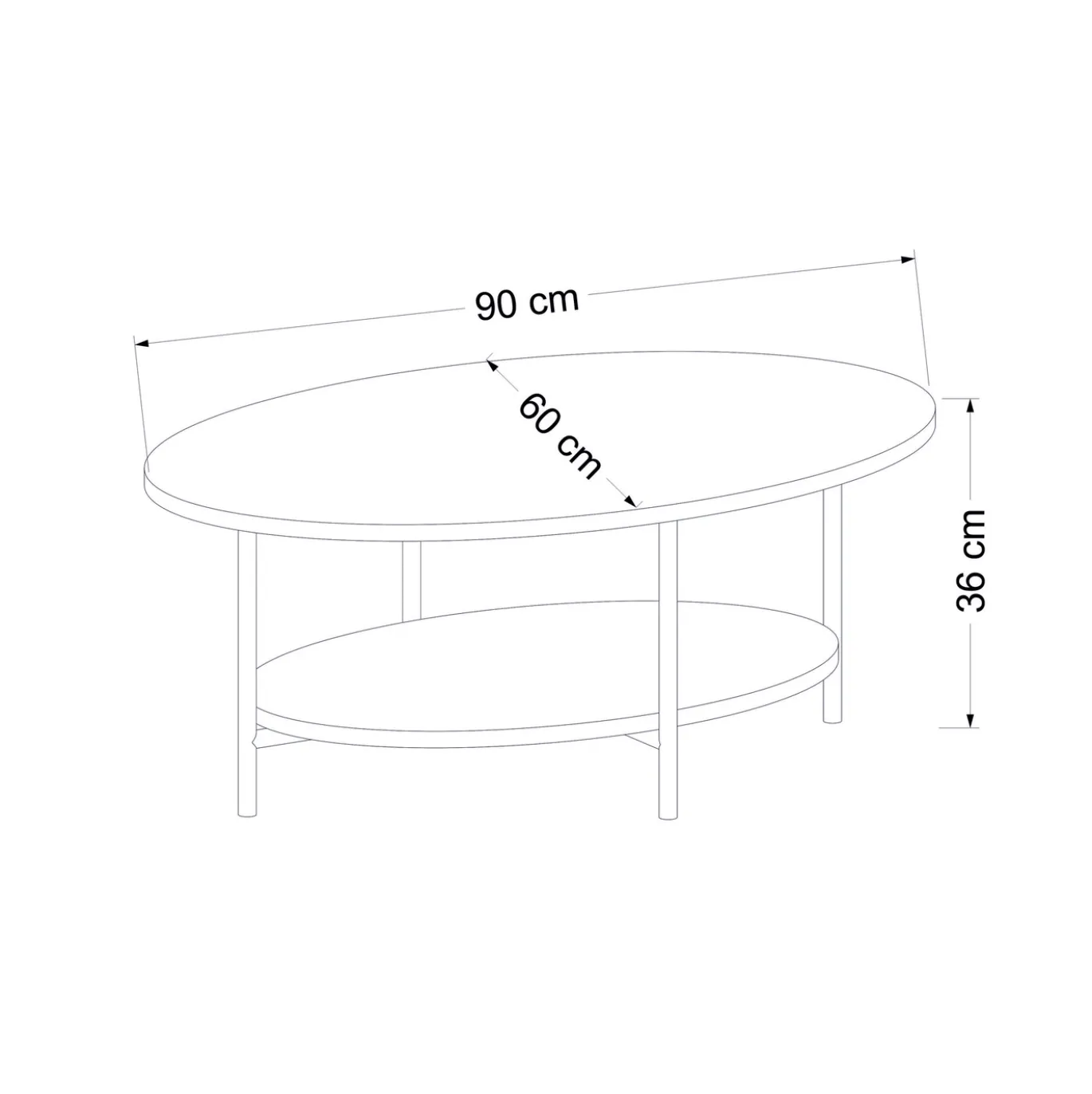 Salontafel Elis Ovaal Naturel/Wit 90cm