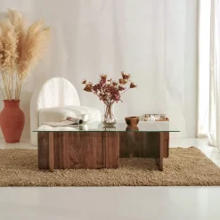 Salontafel Escape Gehard Glas Melamine Walnoot