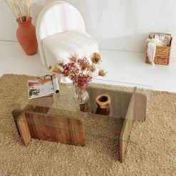 Salontafel Escape Gehard Glas Melamine Walnoot