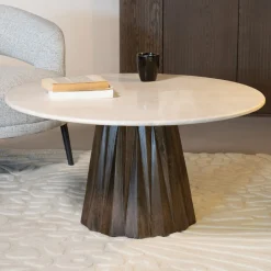 Salontafel Faiza Marmer Beige Rond Ø75cm - Giga Meubel