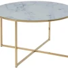 Salontafel Felien Glas Wit/Goud Ø80cm - Giga Living