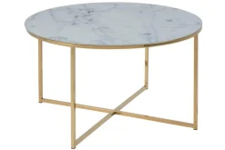 Salontafel Felien Glas Wit/Goud Ø80cm - Giga Living