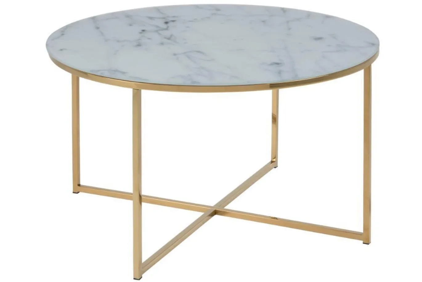 Salontafel Felien Glas Wit/Goud Ø80cm - Giga Living