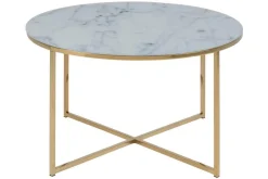 Salontafel Felien Glas Wit/Goud Ø80cm - Giga Living