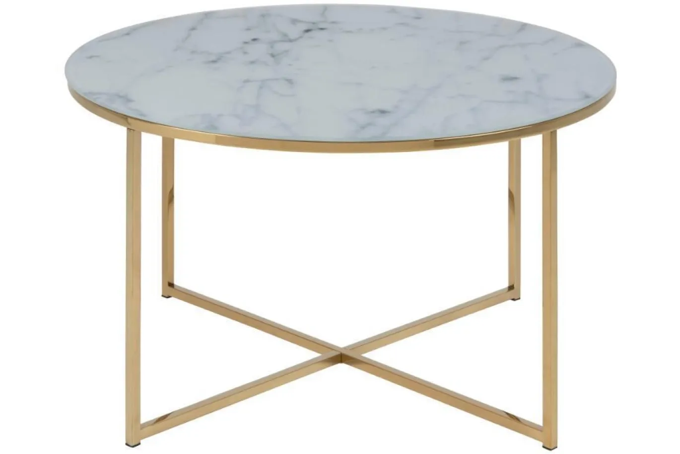 Salontafel Felien Glas Wit/Goud Ø80cm - Giga Living
