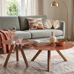 Salontafel Felix Terra Glas Rond Set van 2 - Giga Meubel