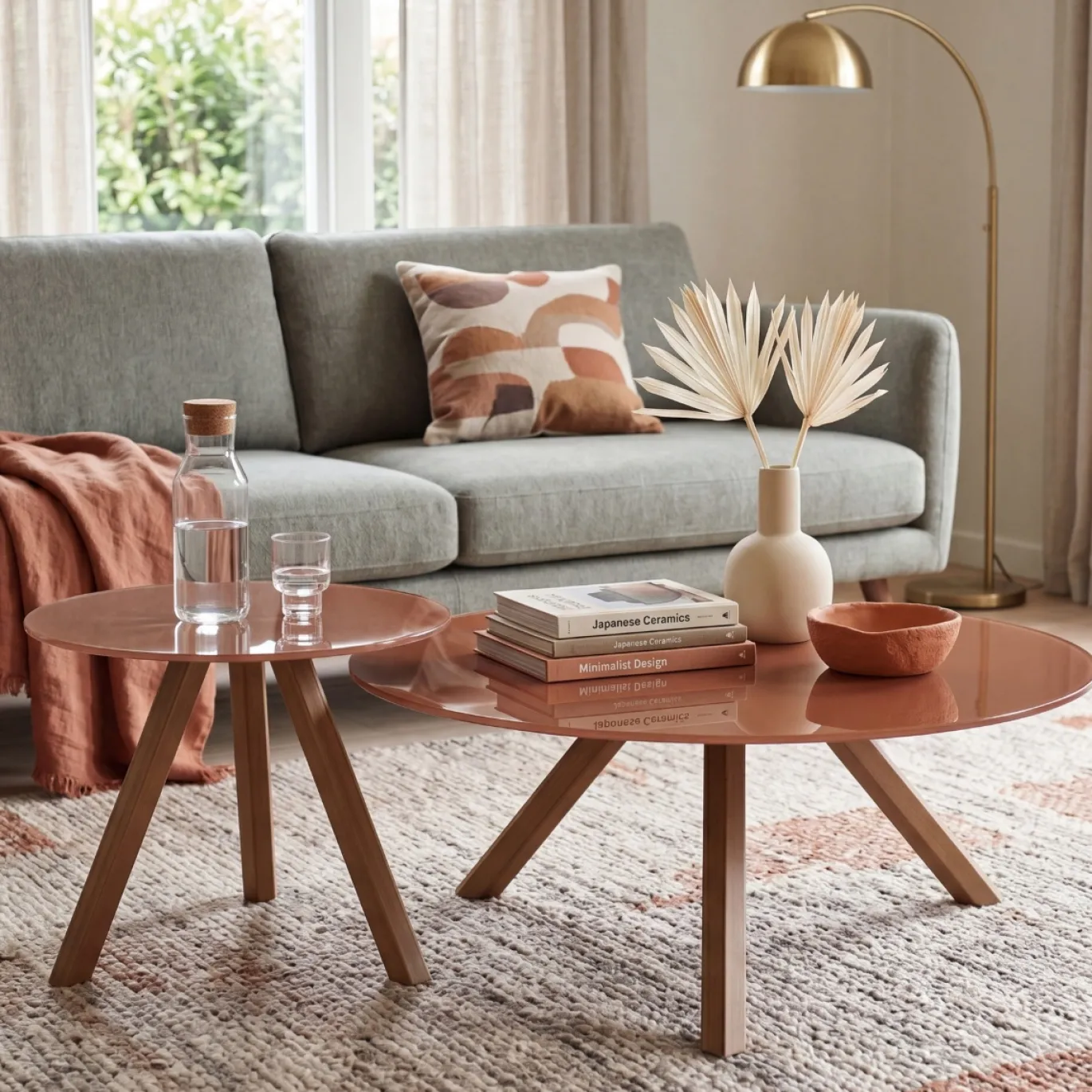 Salontafel Felix Terra Glas Rond Set van 2 - Giga Meubel
