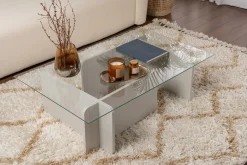 Salontafel Flavio Glas/Grijs 105cm