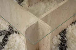 Salontafel Flavio Glas/Travertinlook