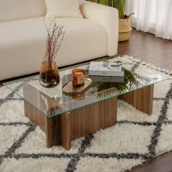 Salontafel Flavio Glas/Walnoot
