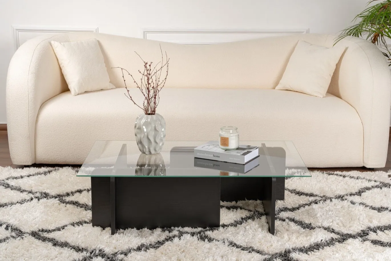 Salontafel Flavio Glas/Zwart 105cm