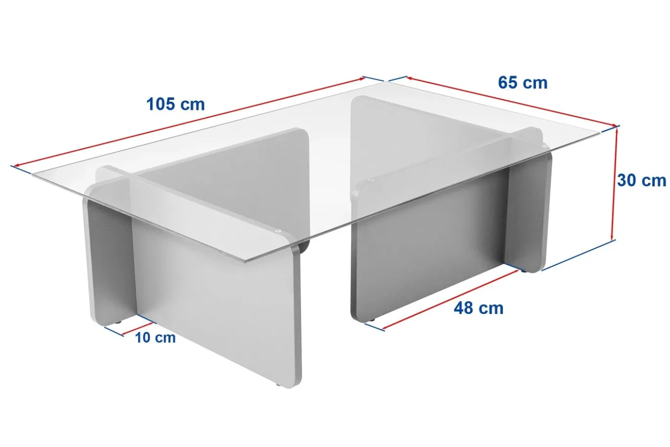 Salontafel Flavio Glas/Zwart 105cm