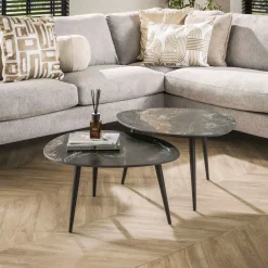 Salontafel Fossil Organisch Zwart Set van 2 - Giga Meubel