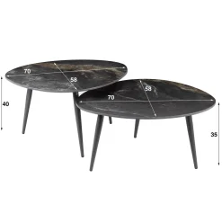 Salontafel Fossil Organisch Zwart Set van 2 - Giga Meubel