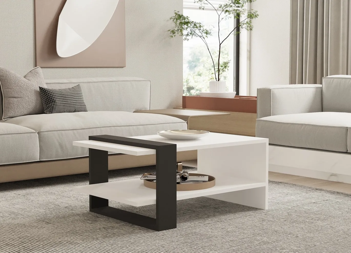 Salontafel Funda Wit/Antraciet 80cm