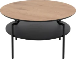 Salontafel Gerrit Paper Mat Wild Eiken Ø80x45cm - Giga Living