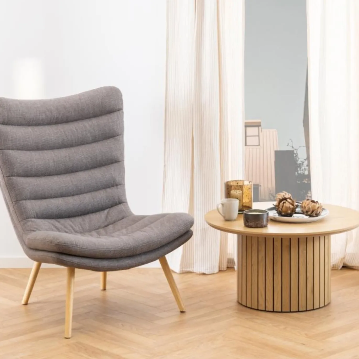 Salontafel Gillan Ø80cm Naturel - Giga Living