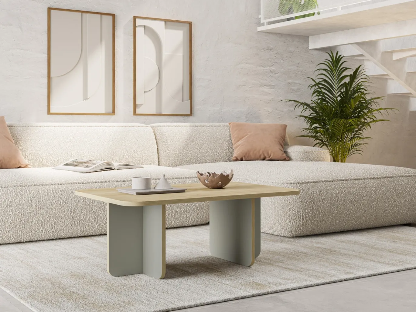 Salontafel Hillary 100cm Eiken Groen/eiken Edge - Giga Meubel