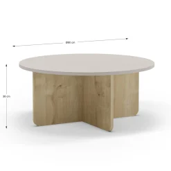 Salontafel Hillary Rond 80cm Crème Eiken - Giga Meubel
