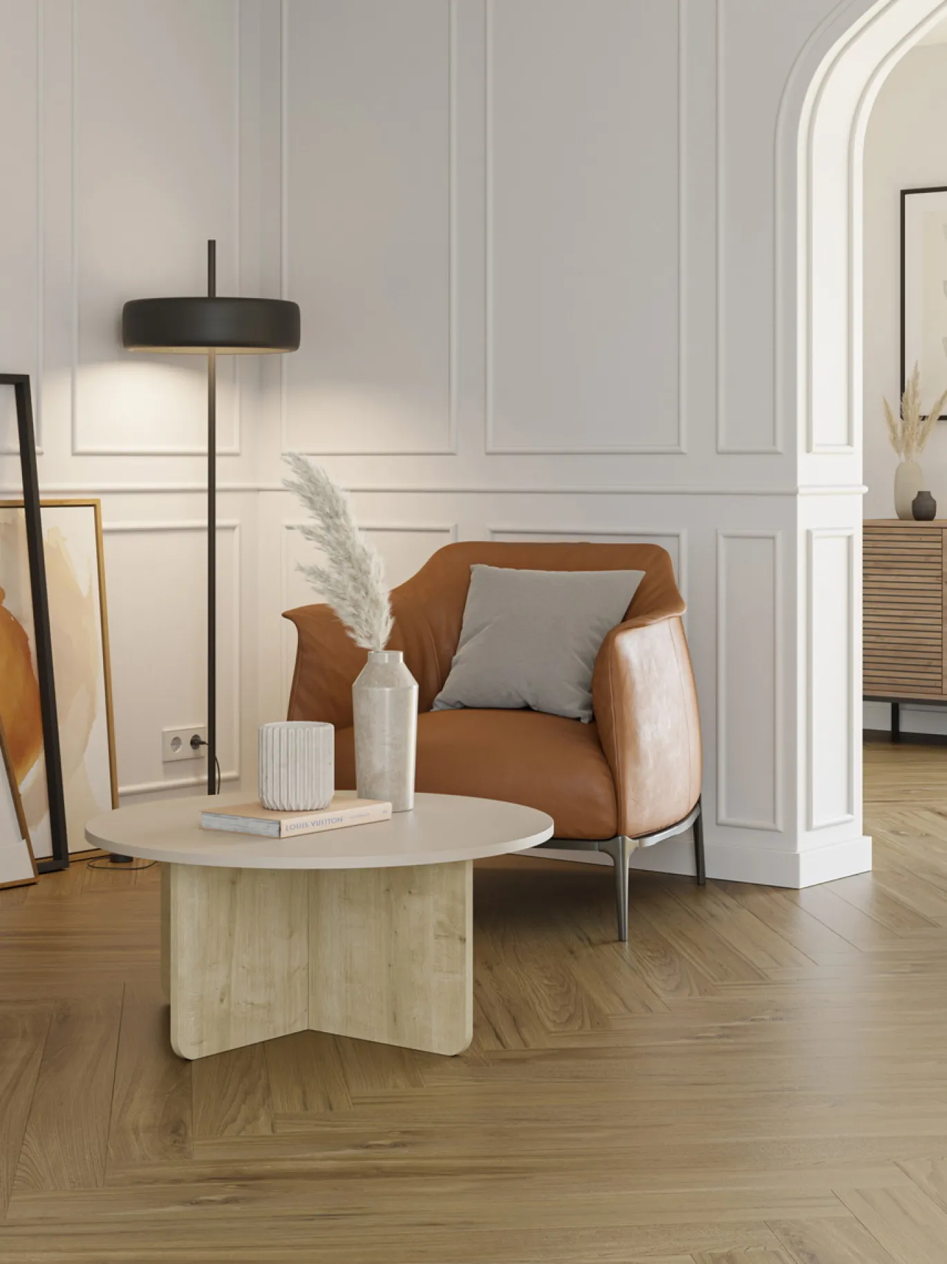 Salontafel Hillary Rond 80cm Crème Eiken - Giga Meubel