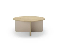 Salontafel Hillary Rond 80cm Eiken Crème/eiken - Giga Meubel