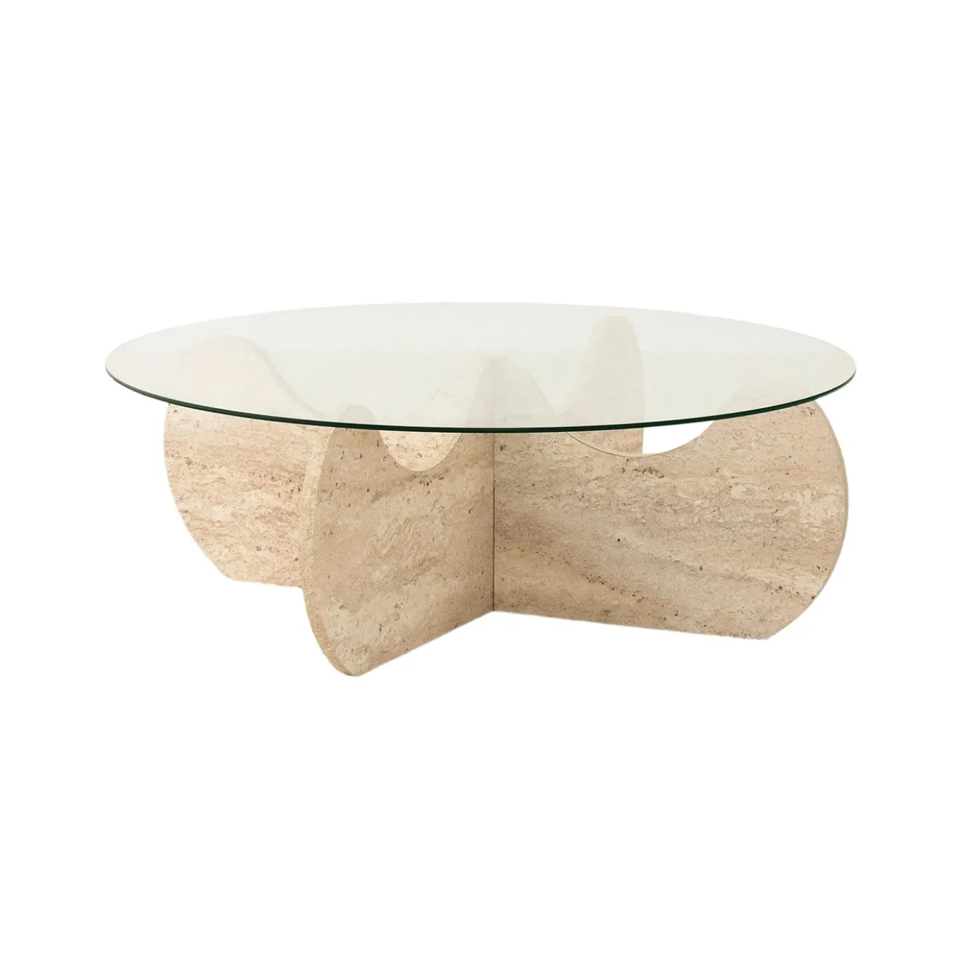 Salontafel Himalayas Glas/Travertinlook Ø90cm