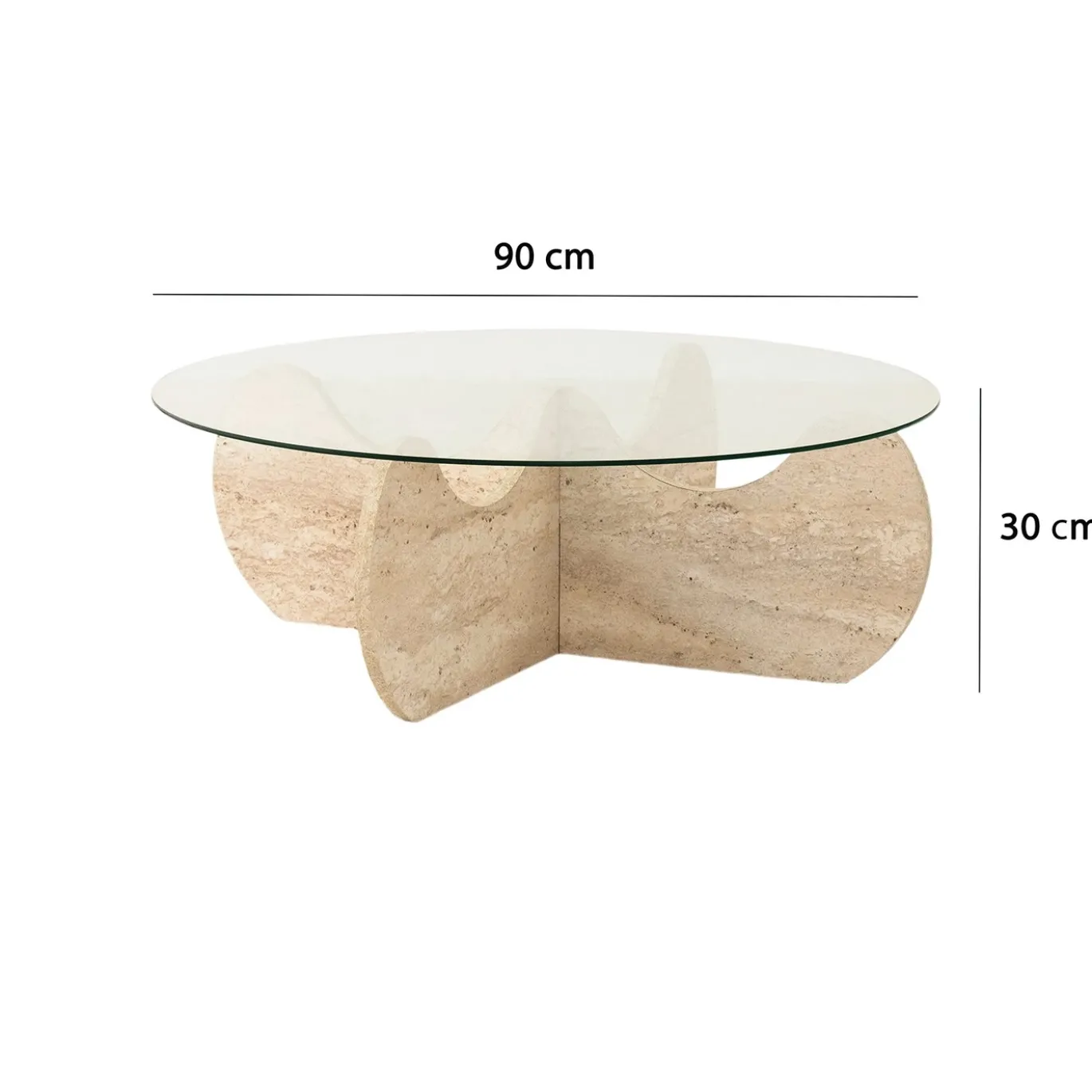 Salontafel Himalayas Glas/Travertinlook Ø90cm