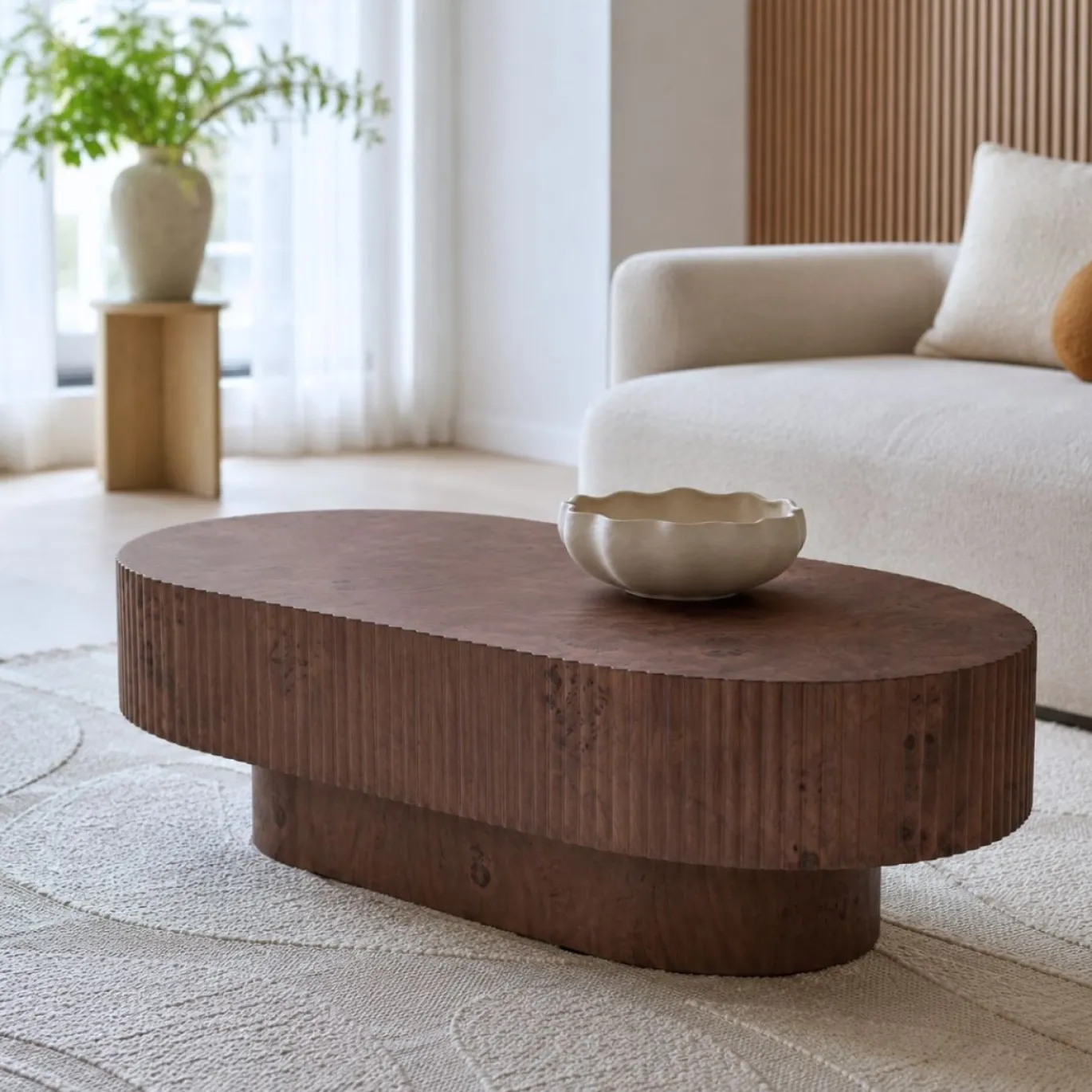 Salontafel Jelte Walnoot Ovaal 110cm - Giga Meubel