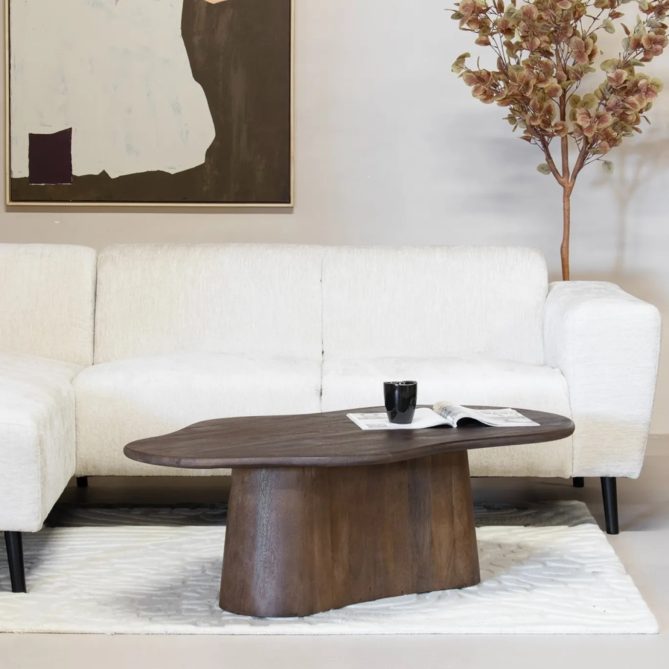 Salontafel Jessie Organisch Walnoot 120cm - Giga Meubel