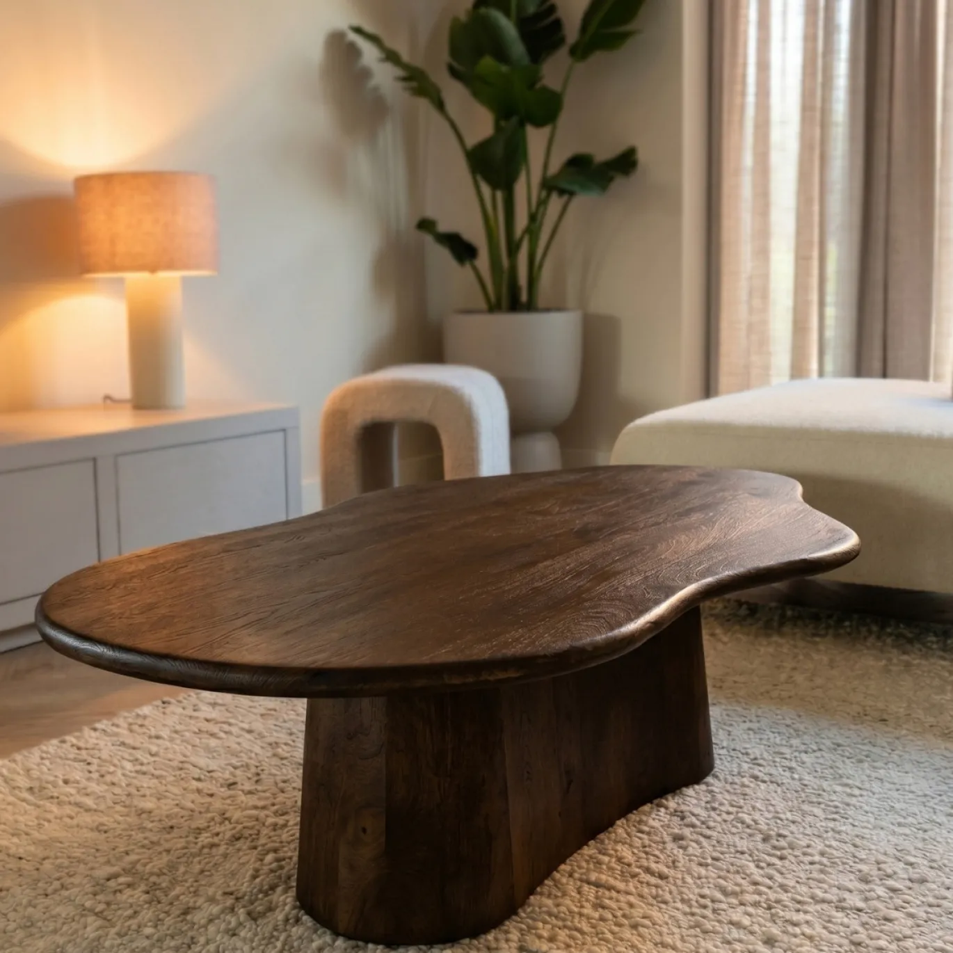 Salontafel Jessie Organisch Walnoot 120cm - Giga Meubel
