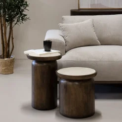 Salontafel Kaja Marmer Rond Ø38cm - Giga Meubel
