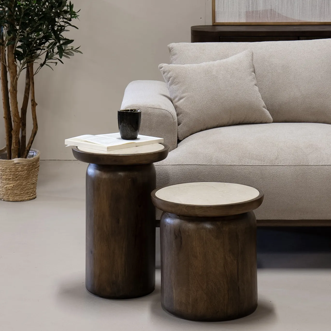 Salontafel Kaja Marmer Rond Ø38cm - Giga Meubel