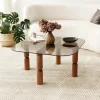 Salontafel Kei Brons Glas/Walnoot 80cm