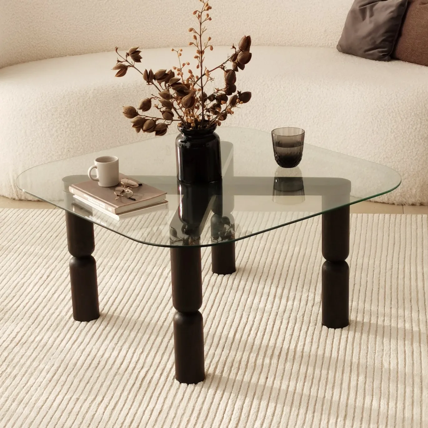 Salontafel Kei Glas/Antraciet 80cm