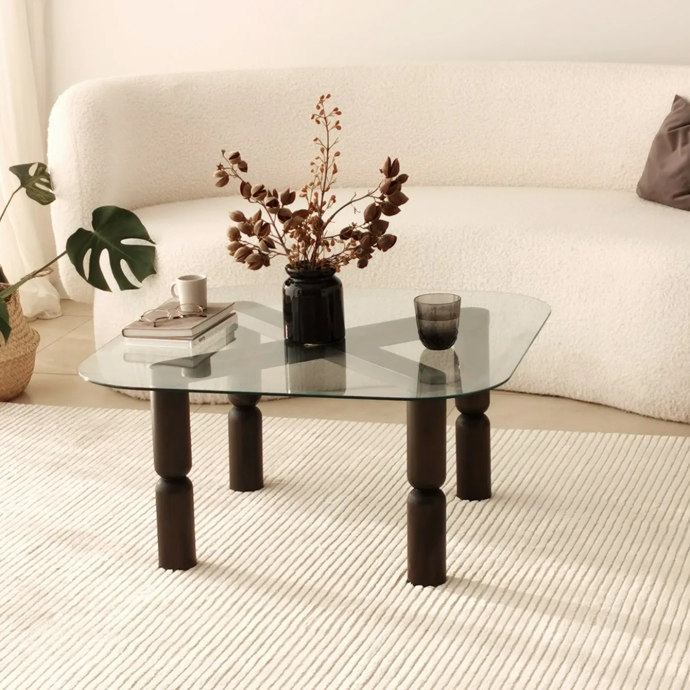 Salontafel Kei Glas/Antraciet 80cm
