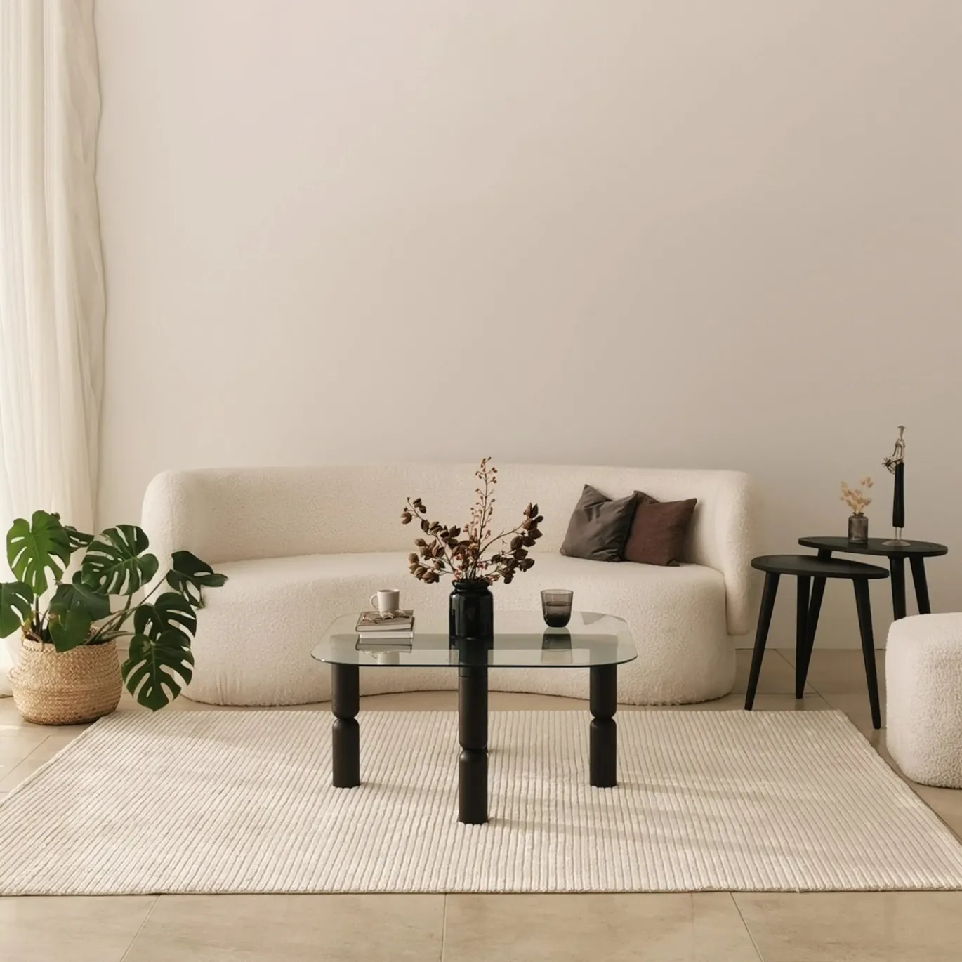 Salontafel Kei Glas/Antraciet 80cm