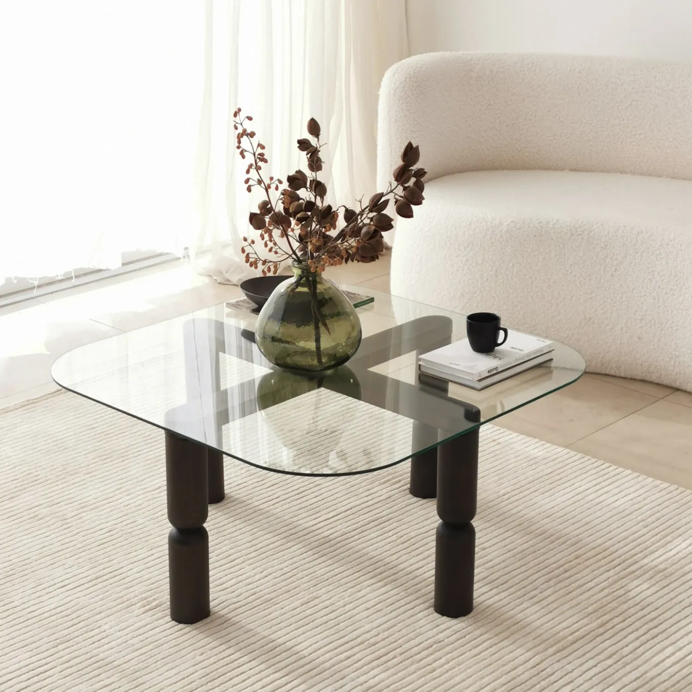 Salontafel Kei Glas/Antraciet 80cm