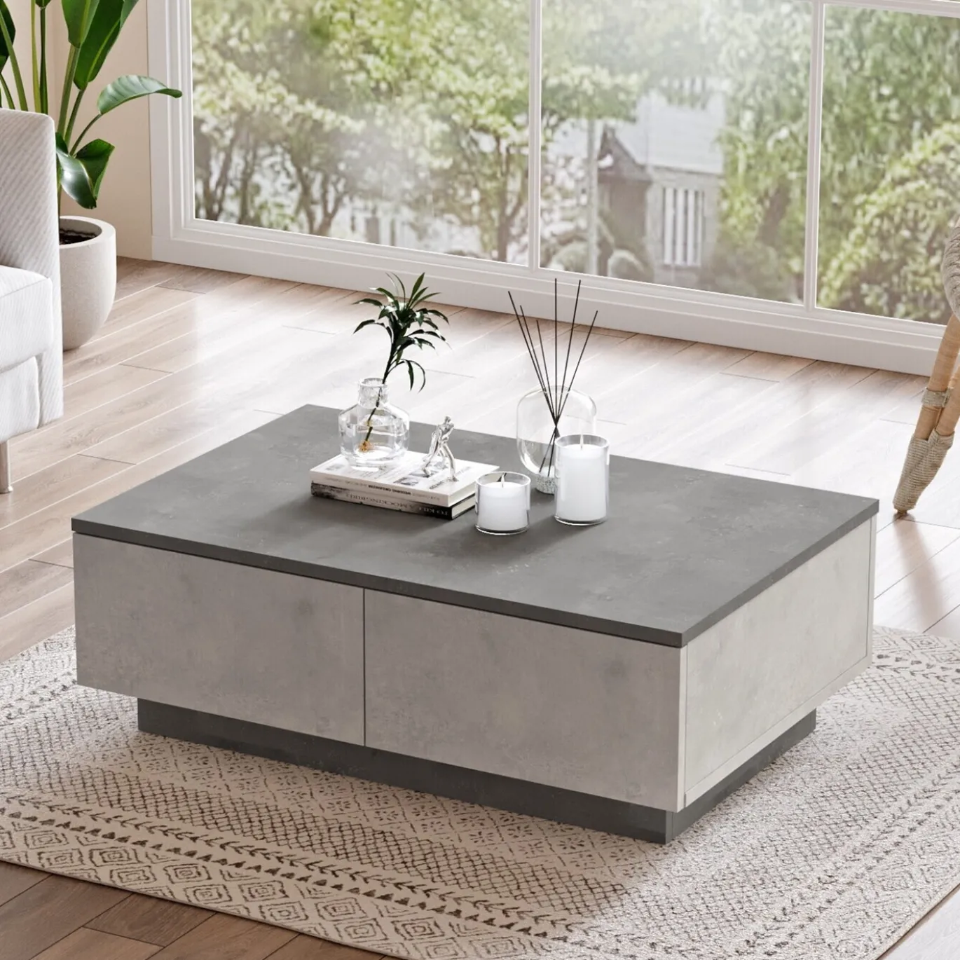 Salontafel Laval Massief Melamine Zilver Antraciet
