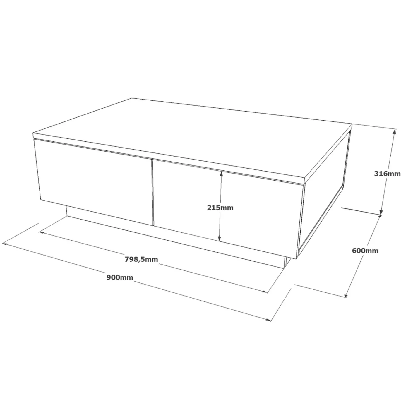 Salontafel Laval Massief Melamine Zilver Antraciet