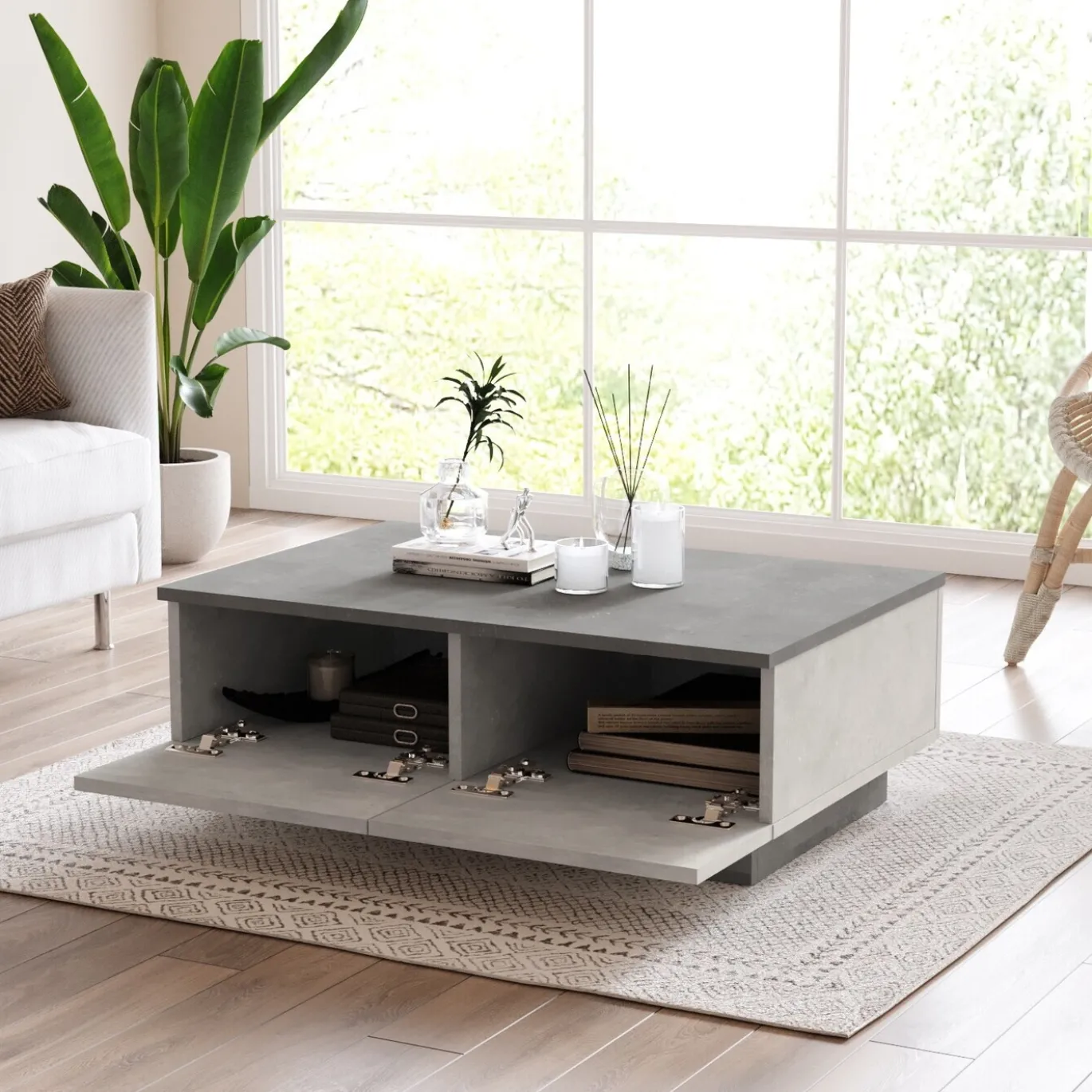 Salontafel Laval Massief Melamine Zilver Antraciet