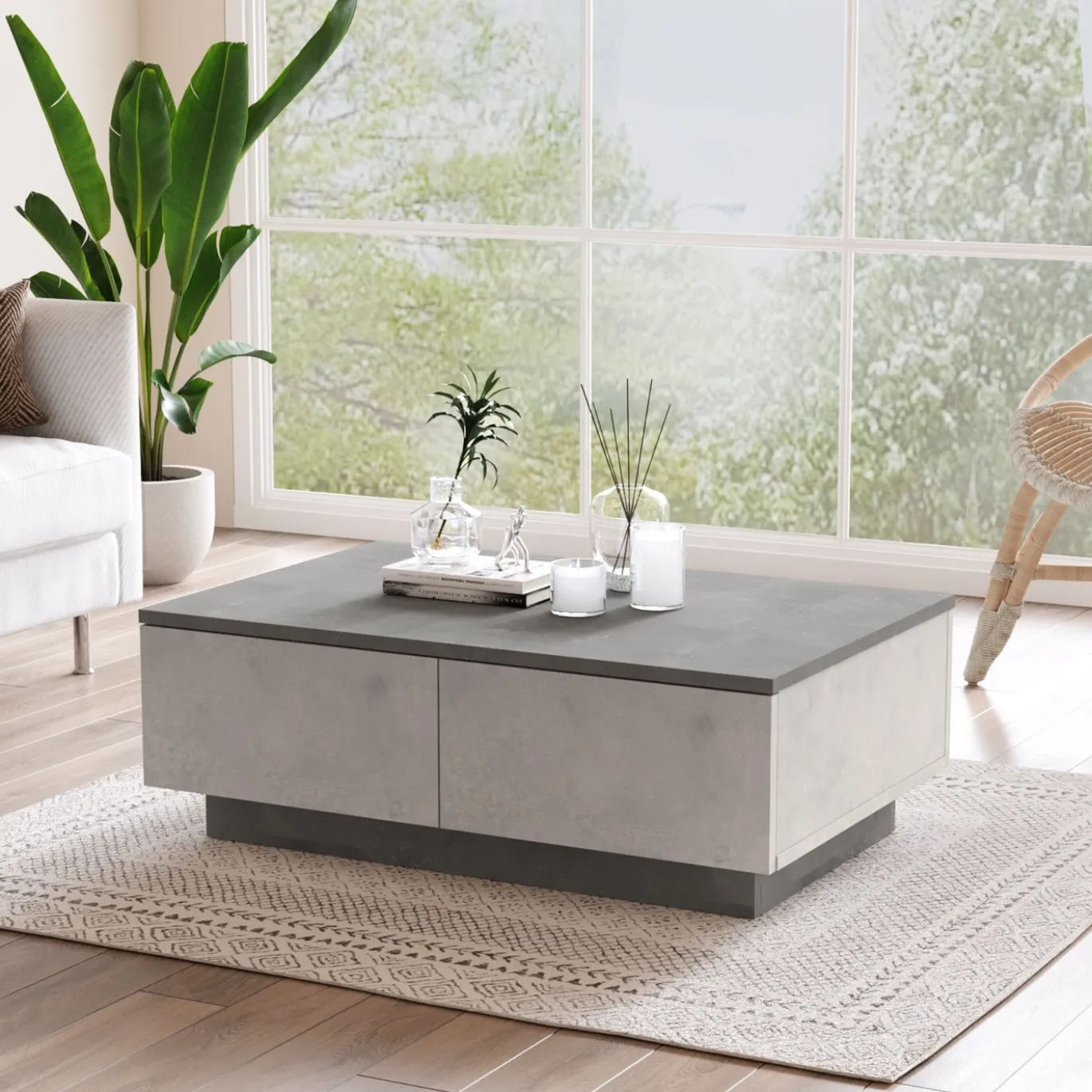 Salontafel Laval Massief Melamine Zilver Antraciet