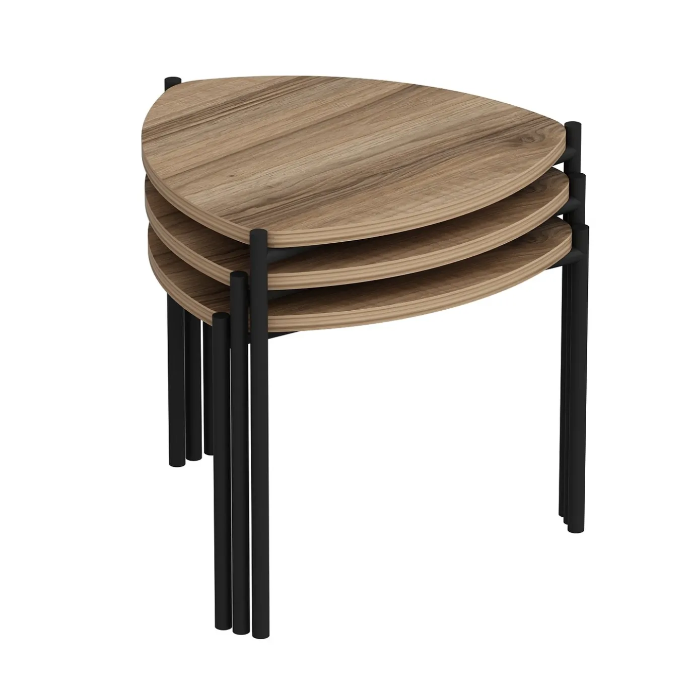 Salontafel Lenny Walnoot Set van 3
